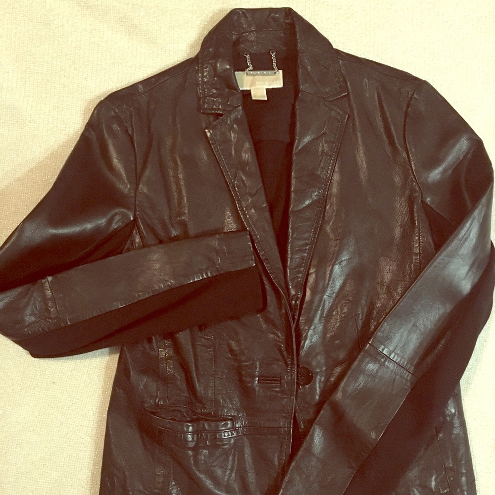 Real Leather and Ponte Michael Kors blazer